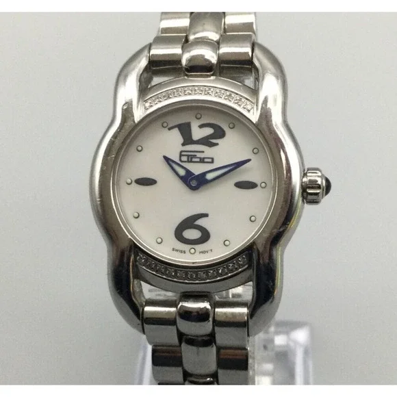 Etoo by Elini Barokas Watch Women Silver Tone Diamond Bezel New Battery 